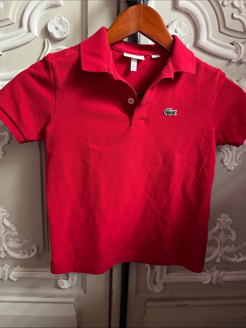 Lacoste Kids Bright Red Cotton Polo with Croc Logo